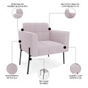Ver imagem 3 de Poltrona para Sala Pé Metal Preto Kit 2 Ana Bouclé Rosê - Ibiza