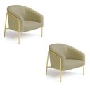 Ver imagem 3 de Poltrona Sala Industrial Alta Dourado Kit 2 Stella Bouclê D03 - D'Rossi Cor Pistache