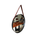 Ver imagem 2 de Espelho Redondo Decorativo com Alça de Couro e Moldura Metal