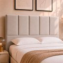 Ver imagem 1 de Cabeceira Classic Casal 140cm para Quarto Cama Decorativa Moderna Elegante Suede Bege