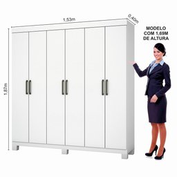 Guarda Roupa Casal Z22 6 Portas 4 Gavetas Sem Espelho Com Pés Carioca Móveis - 6
