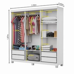 Guarda Roupa Casal Z22 6 Portas 4 Gavetas Sem Espelho Com Pés Carioca Móveis - 7