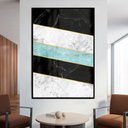 Ver imagem 1 de Quadro Decorativo Geométrico Azul e Preto em Moldura Caixa TaColado Moldura Trad 1cm Madeira Escura