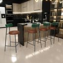 Ver imagem 2 de Banqueta Baixa Cozinha Sala Jantar Bancada Milão L02 Facto Verde Musgo Marrom - lyam decor