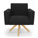 Ver imagem 3 de Kit 2 Poltronas Giratória Viena Gomada Suede Preto Base de Madeira MA30 - D’Rossi