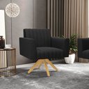 Ver imagem 2 de Kit 2 Poltronas Giratória Viena Gomada Suede Preto Base de Madeira MA30 - D’Rossi