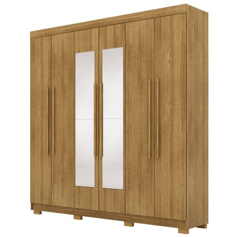 Guarda Roupa Casal 218cm com Espelho Bolty Nature V02 - Mpozenato