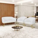 Ver imagem 7 de Sofá Namoradeira e 2 Poltronas Base Industrial Dourado Stella Corano D03 - D'Rossi Cor Branco