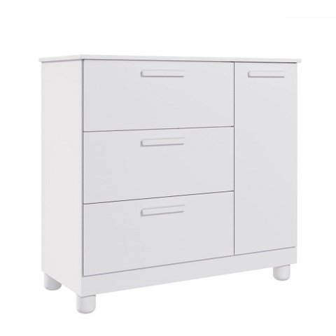Cômoda Infantil Jujuba 3 Gavetas 1 Porta Branco - Permóbili