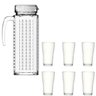 Kit Jarra de Vidro ladrilhos branca 1,2L e 6 copos de vidro - 1