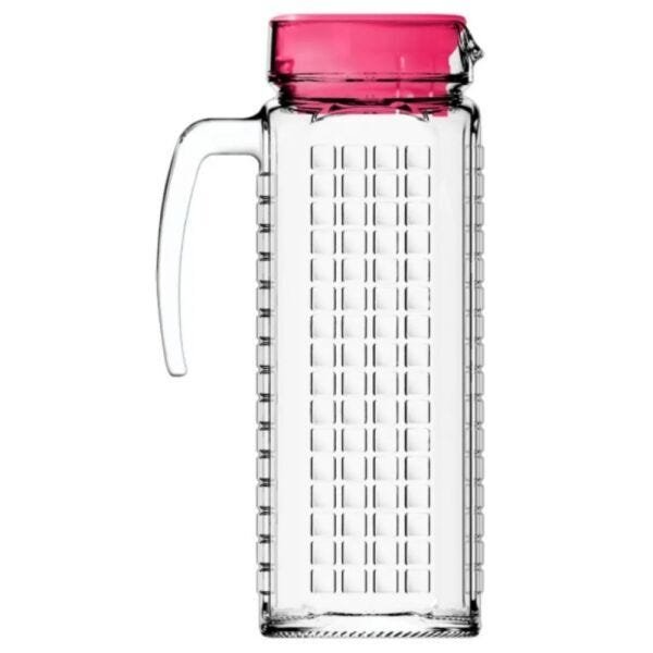 Kit Jarra de Vidro Ladrilhos rosa e 6 copos de vidro long - 2