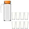 Kit Jarra de Vidro Ladrilhos laranja 1,2L e 8 copos de vidro - 1