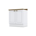Ver imagem 1 de Balcão 80cm com Tampo 2 Portas Americana Henn - Branco Hp Fosco/nature