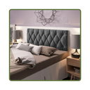 Ver imagem 1 de Cabeceira de Cama Queen Estofada Capitone Pari 1,60 X 55 Grafite Suede