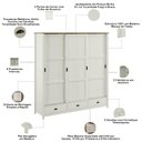 Ver imagem 5 de Guarda Roupa Casal 3 Portas de Correr 3 Gavetas 195cm Madeira Maciça Mazzaro F06 Branco Freijó -