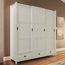 Ver imagem 3 de Guarda Roupa Casal 3 Portas de Correr 3 Gavetas 195cm Madeira Maciça Mazzaro F06 Branco Freijó -