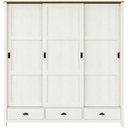 Ver imagem 2 de Guarda Roupa Casal 3 Portas de Correr 3 Gavetas 195cm Madeira Maciça Mazzaro F06 Branco Freijó -
