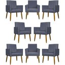 Ver imagem 1 de Kit 8 Poltronas Decorativas Mari Pé Palito Castanho - Cinza Suede