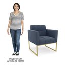 Ver imagem 7 de Sofá Namoradeira e 1 Poltrona Base Industrial Dourado Ana Suede Azul Marinho - Ibiza