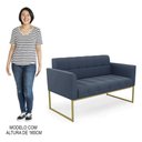 Ver imagem 6 de Sofá Namoradeira e 1 Poltrona Base Industrial Dourado Ana Suede Azul Marinho - Ibiza
