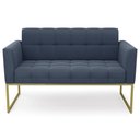 Ver mais imagens de Sofá Namoradeira e 1 Poltrona Base Industrial Dourado Ana Suede Azul Marinho - Ibiza