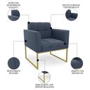 Ver imagem 5 de Sofá Namoradeira e 1 Poltrona Base Industrial Dourado Ana Suede Azul Marinho - Ibiza