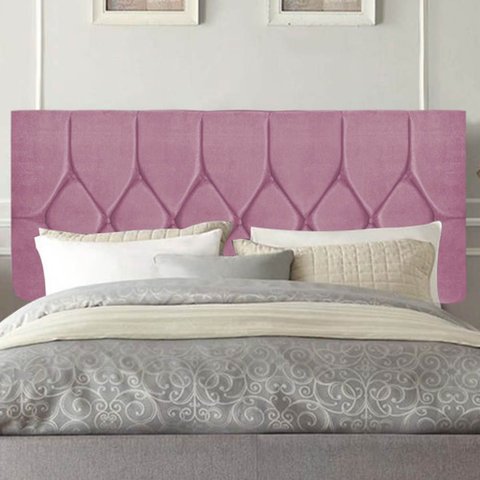 Painel Estofada Istambul Botão Capitonê 160cm Queen Size para Cama Box Quarto Suede Rosa Bebê - Ahaz