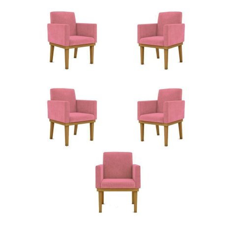 Kit 05 Poltronas Decorativa Reforçada Balaqui Decor Cor:rosa