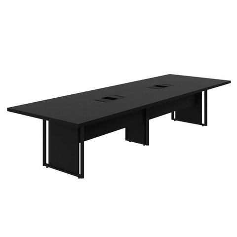 Mesa de Reunião 360cm Corporativa 6 Pessoas com Caixa de Tomadas Corporate Preto