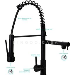 Torneira para cozinha Gourmet Misturador Monocomando Munim Pingoo.casa - Preto - 5