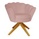 Ver imagem 2 de Kit 2 Poltronas Estofada Com Base Giratória de Madeira Pétala Veludo Rosa Nude - LM DECOR