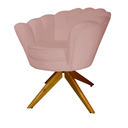Ver imagem 1 de Kit 2 Poltronas Estofada Com Base Giratória de Madeira Pétala Veludo Rosa Nude - LM DECOR