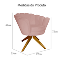 Ver imagem 4 de Kit 2 Poltronas Estofada Com Base Giratória de Madeira Pétala Veludo Rosa Nude - LM DECOR
