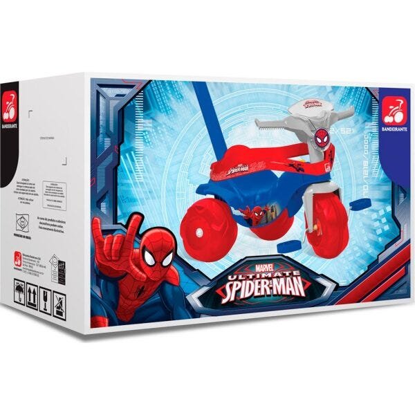 Triciclo Infantil Bandeirante Motoban Premium - Pedal e Passeio com Aro -  Homem Aranha