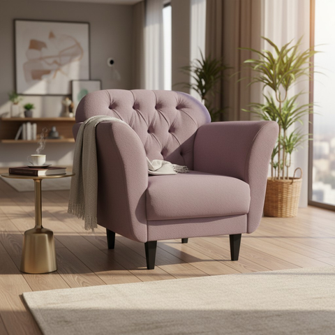 Poltrona Decorativa Dália Veludo Rosê