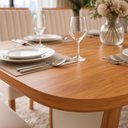 Ver imagem 2 de Sala de Jantar 180x90 Olimpia 6 Cadeiras Bom Pastor Naturale/Nogal BP Veludo Bege