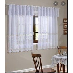 Cortina Cozinha Rendada 1,20m X 2,00m Lisa - 1 Cortina Cozinha Rendada 1,20m X 2,00m Lisa - 1