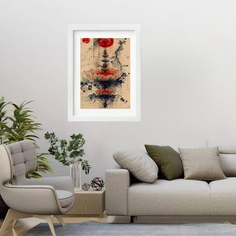 Quadro Flor de Lotus 60x48cm:moldura Branca