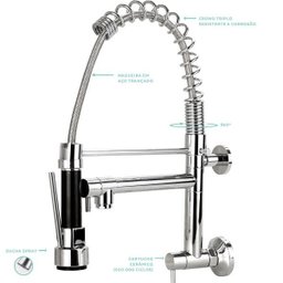Torneira para Cozinha Gourmet de Parede Munim Pingoo.Casa - Cromado - 3