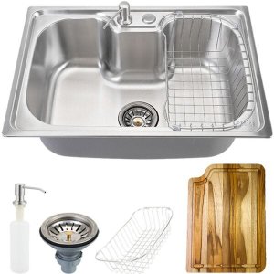 Cuba para Cozinha Pia com Acessórios Inox Carajás e Tábua de Corte Pingoo.casa