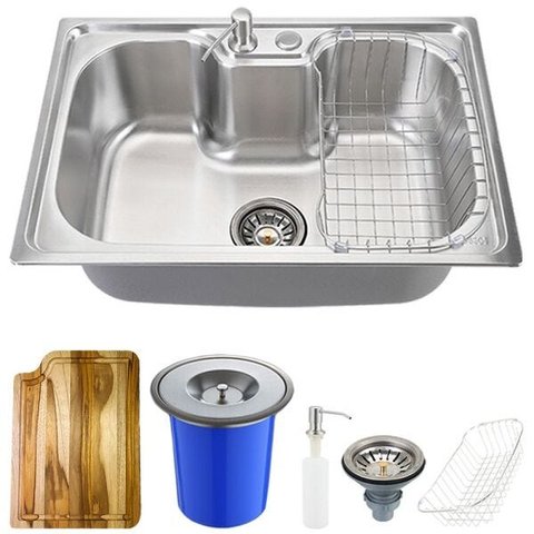 Cuba para Cozinha Pia com Acessórios Inox Carajás Tábua de Corte e Lixeira Pingoo.casa