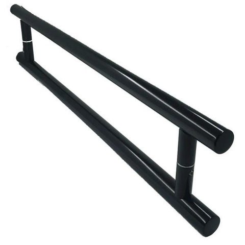 Puxador Tubolar Inox Porta Pivotante Madeira e Vidro Preto:80 Cm