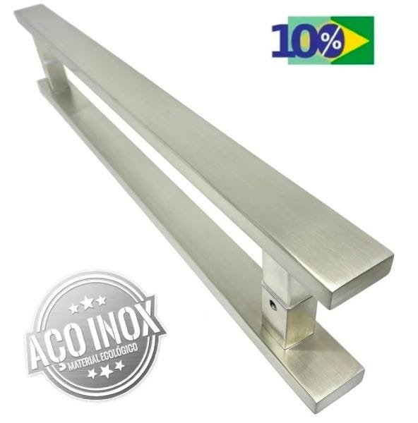 Puxador Inox Porta Pivotante Madeira e Vidro Escovado:60 Cm