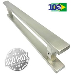 Puxador Inox Porta Pivotante Madeira e Vidro Escovado:60 Cm - 1
