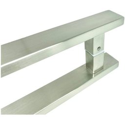 Puxador Inox Porta Pivotante Madeira e Vidro Escovado:60 Cm - 2