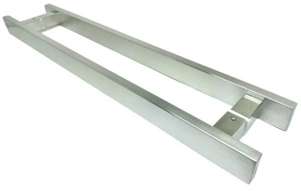 Puxador Inox Porta Pivotante Madeira e Vidro Escovado:60 Cm - 3