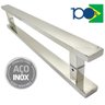 Puxador Inox Porta Pivotante Madeira e Vidro Polido:40 Cm - 1