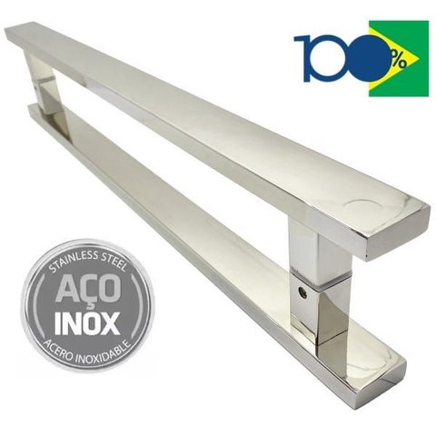 Puxador Inox Porta Pivotante Madeira e Vidro Polido:60 Cm