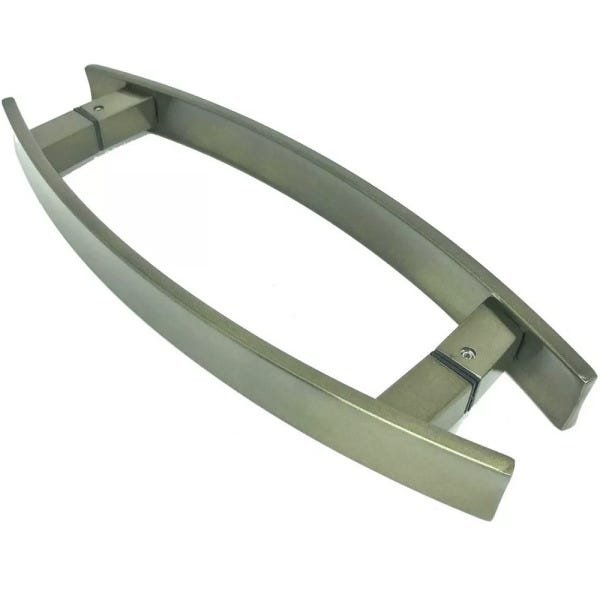 Puxador Curvo Inox Porta Pivotante Madeira e Vidro Ouro Velho:40 Cm - 3