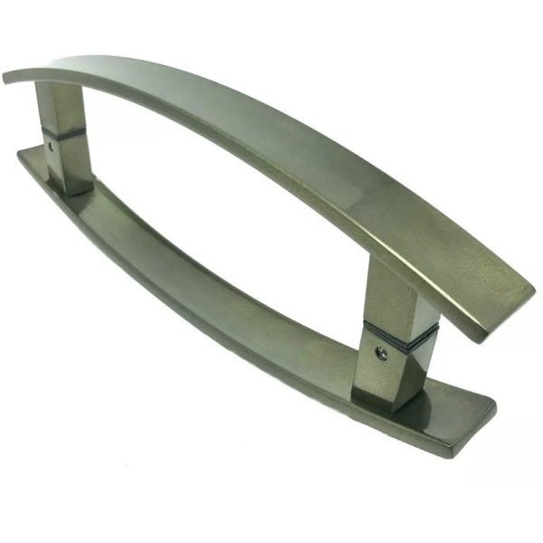 Puxador Curvo Inox Porta Pivotante Madeira e Vidro Ouro Velho:40 Cm - 1